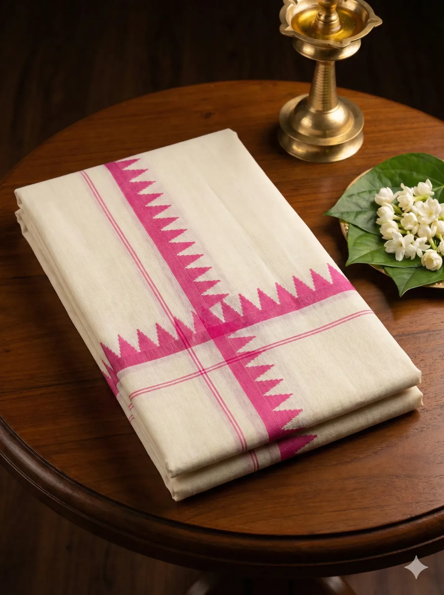 Kerala Handloom Set Mundu/4351 (Pink)