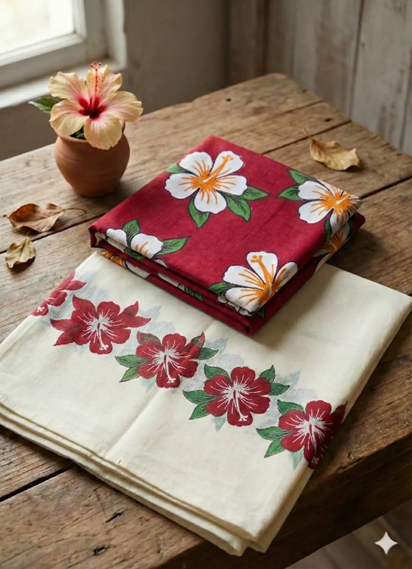 Kerala Handloom Set Mundu/4646 (Red)