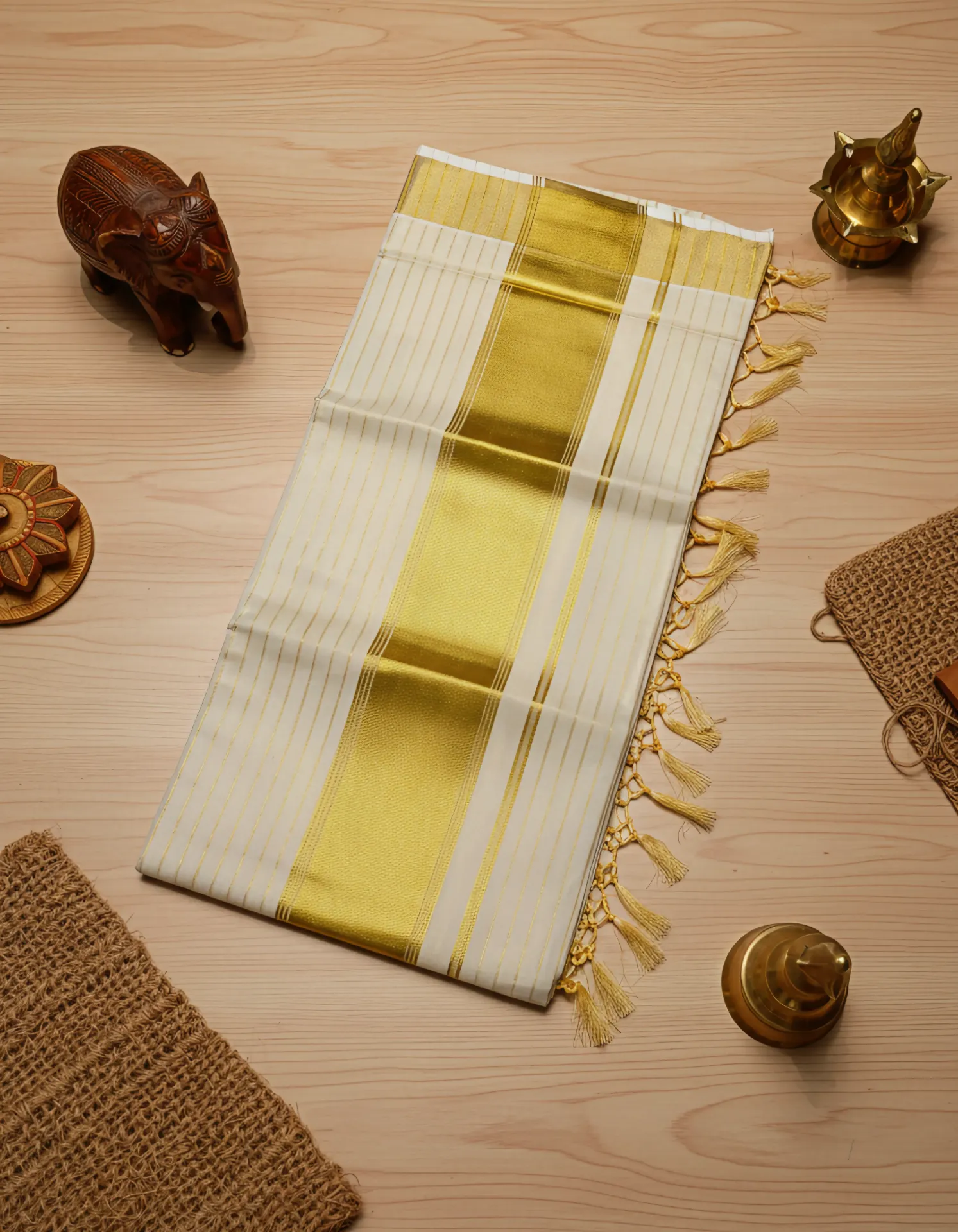 Kerala Handloom Set Saree/J1147