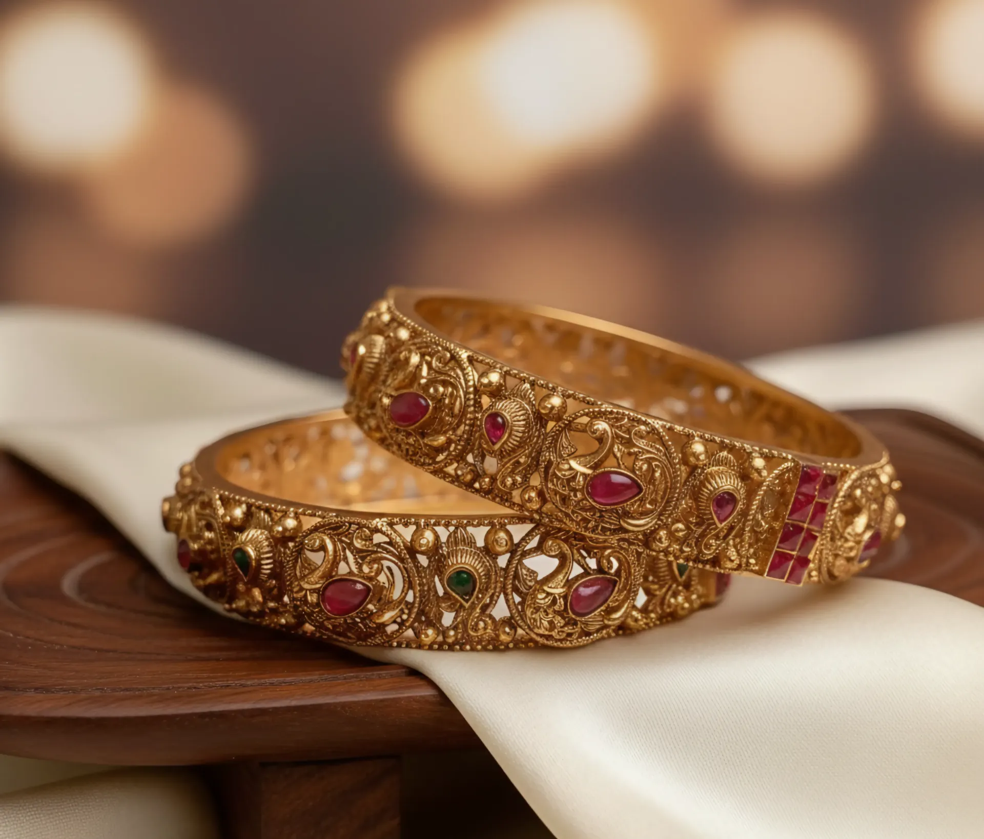 Intricately Carved Kada Bangle Set (2 Pieces) (2X4)