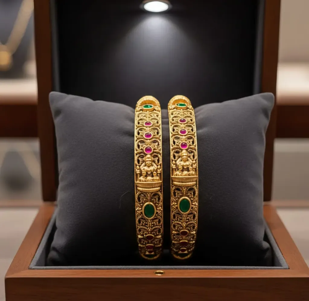 Lakshmi Carved Stone-Accented Bangle Set (2 Pieces) (2X4)