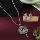 Silver American Diamond Necklace Set