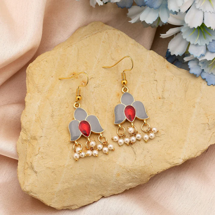 Flower Design Meenakari Earrings