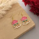 Lotus Design Meenakari Earrings