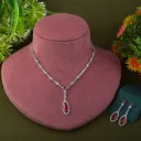 Floral Cluster American Diamond Necklace Set