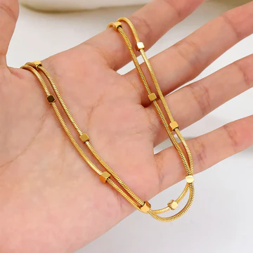 Double-Layer Herringbone Beads Necklace