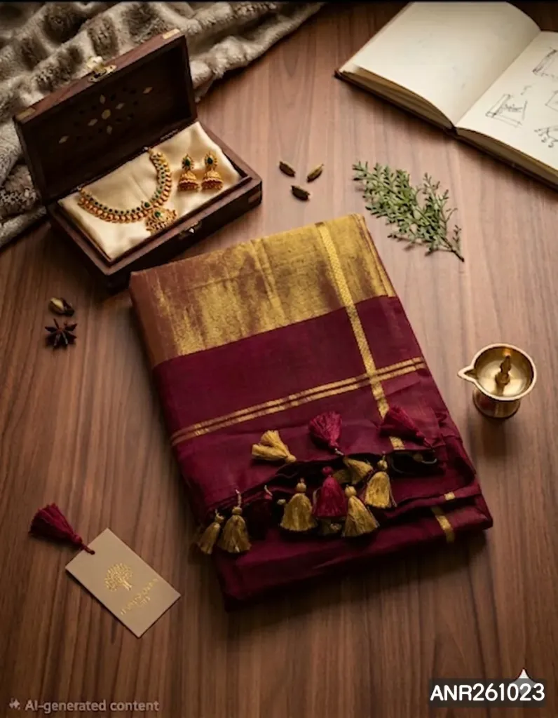 Maroon Kasavu Elegance