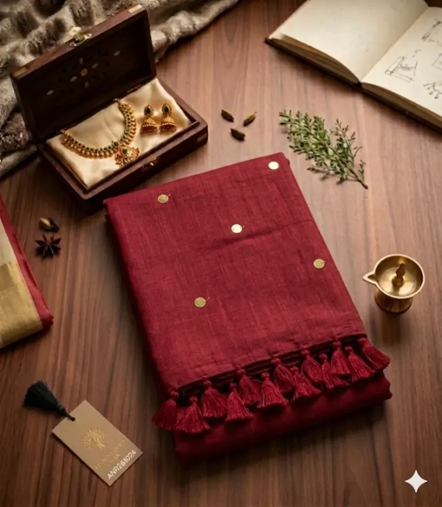 Crimson Elegance Crepe Silk Saree