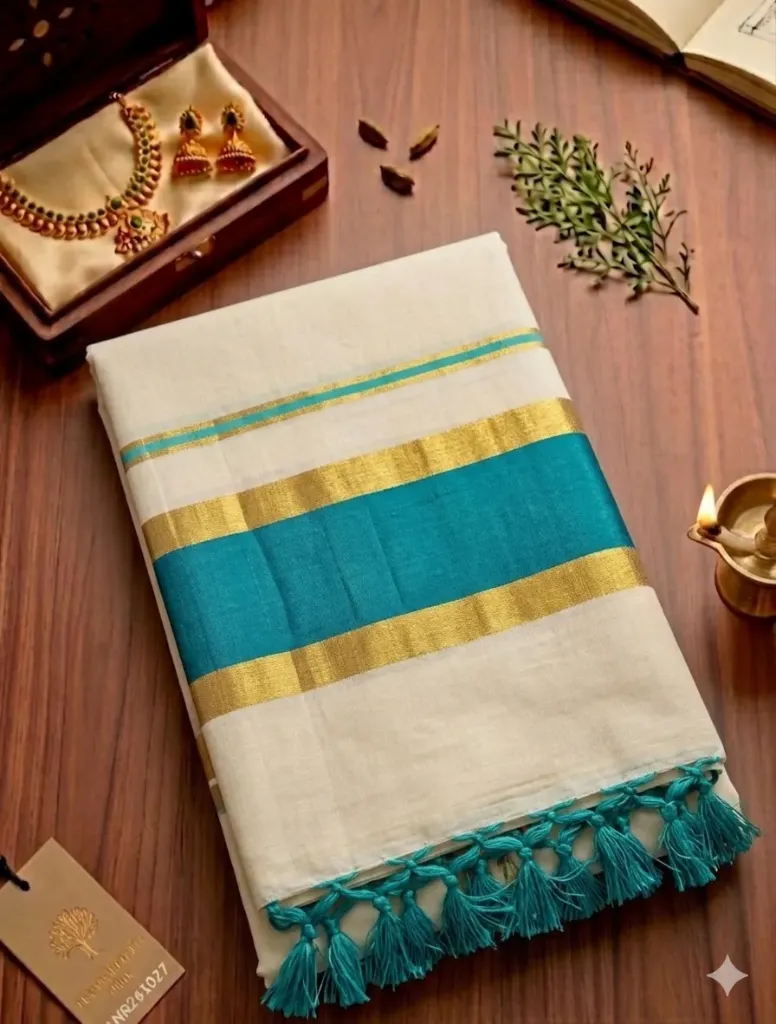 Turquoise Elegance Kasavu