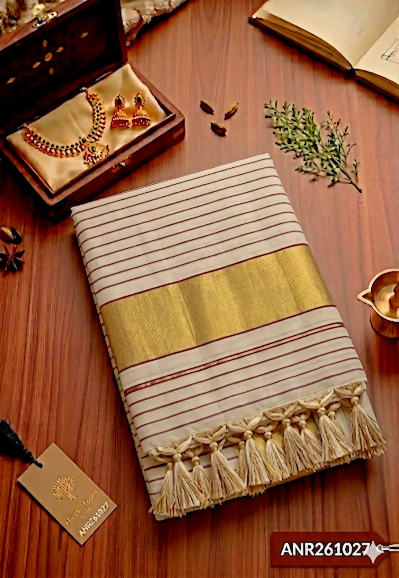 Maroon Thread Kasavu Saree (Design 1)