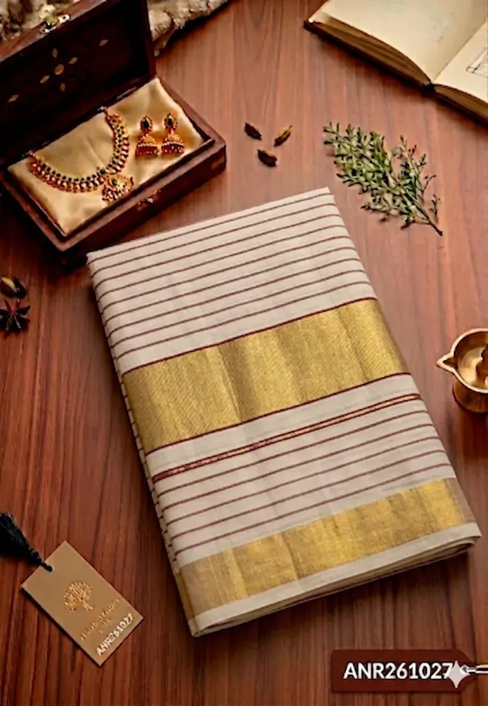 Maroon Thread Kasavu Saree