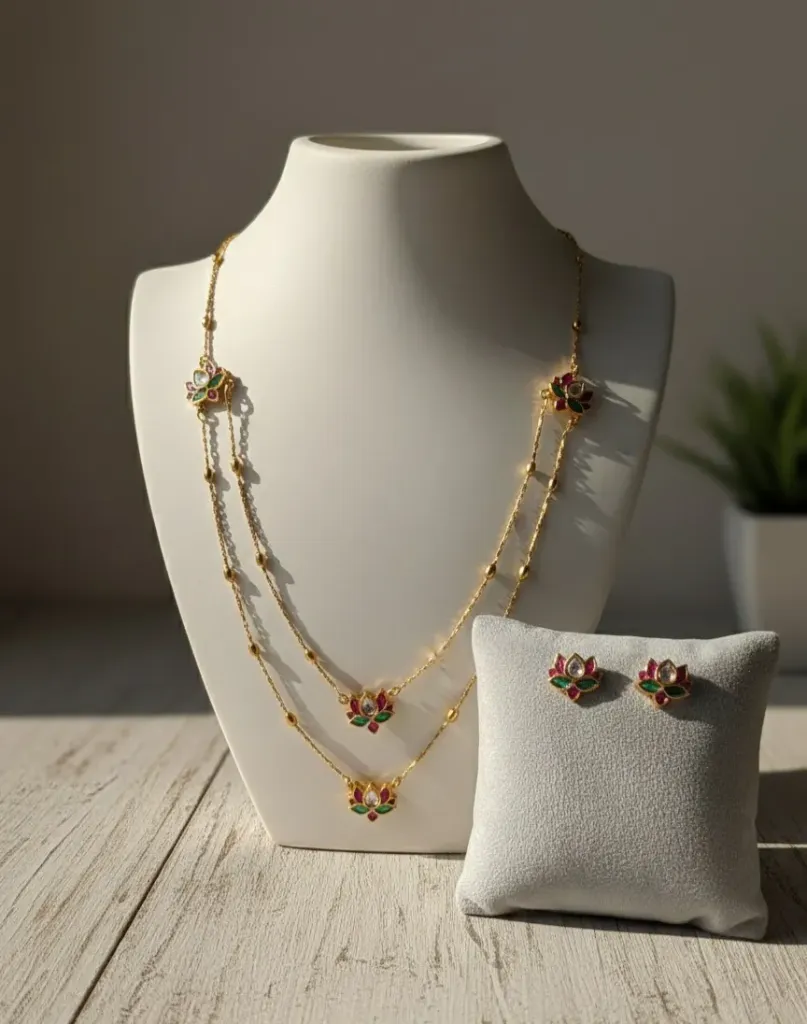 [SreeKrishna Jewlery, Coimbatore] Double chain simple lotus maala