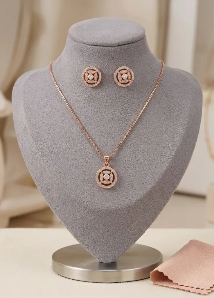 Rosé Halo Necklace Set