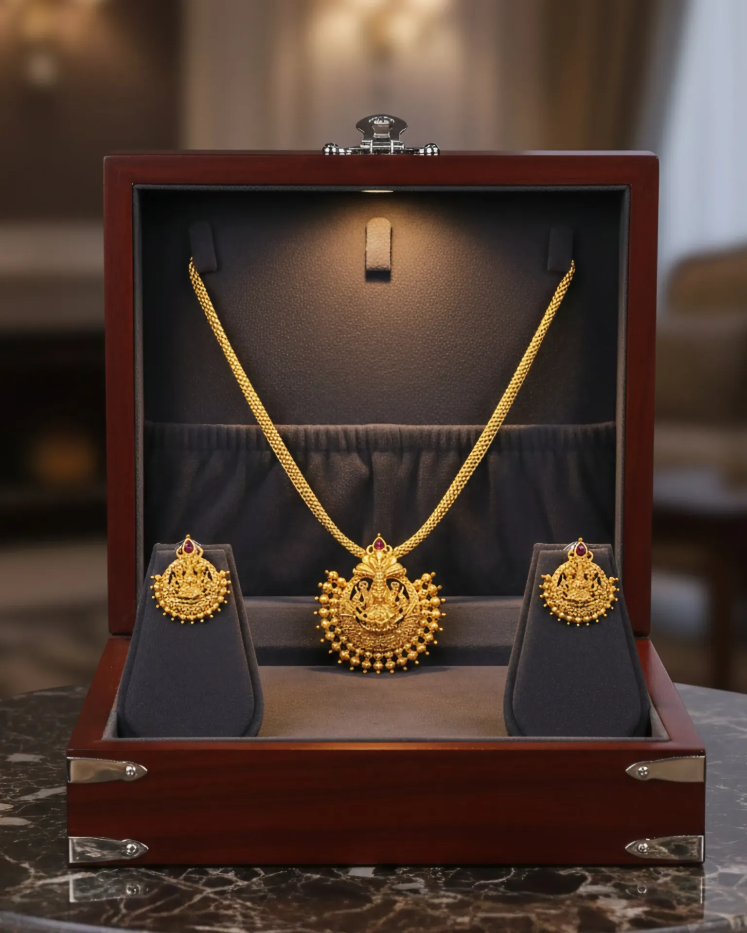 Red Stone Adiga Jewelry Set