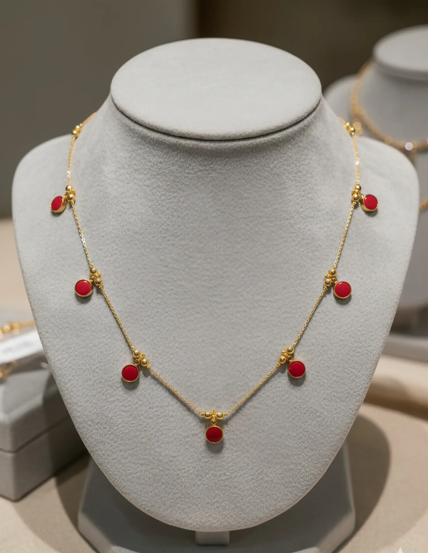 Dual-Sided Colored Drop Chain (Red, Circle)