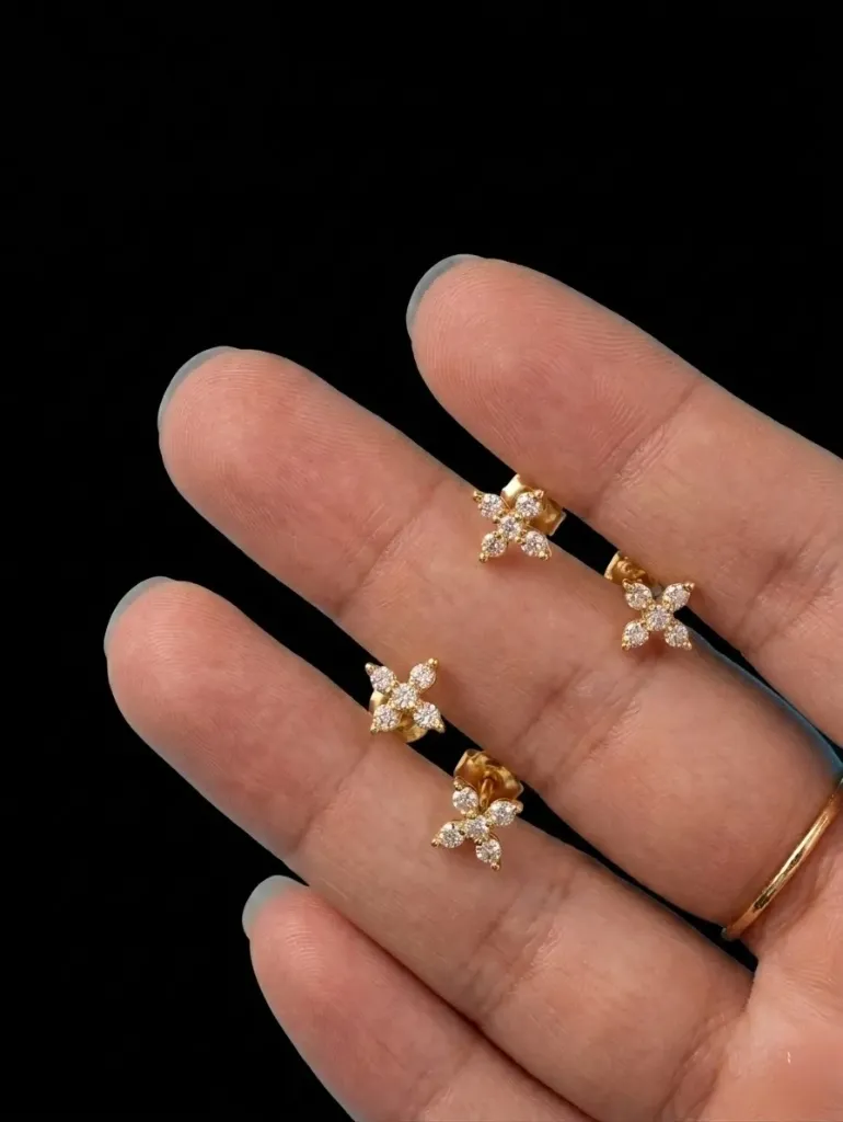 5-Stone Floral AD Stud Earrings