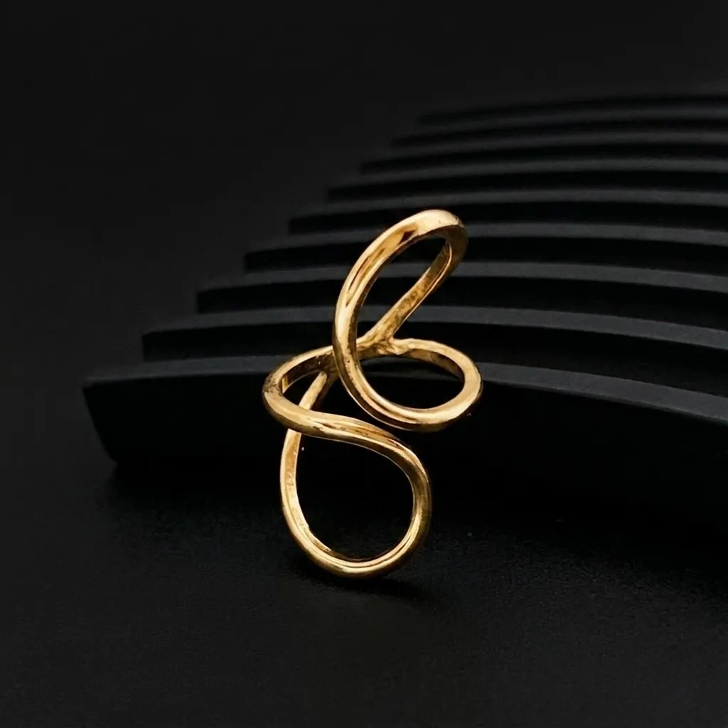 Geometric Elegance Adjustable Gold Ring for Women