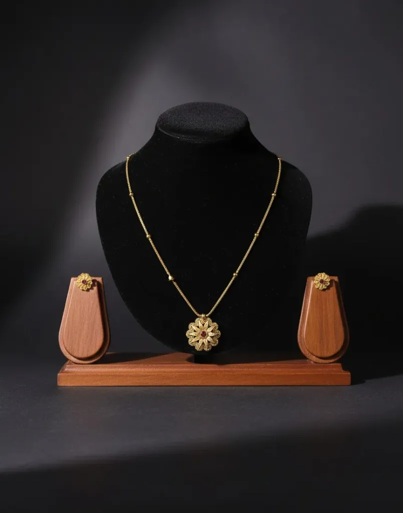 Gold-Plated Flower Pendant Necklace