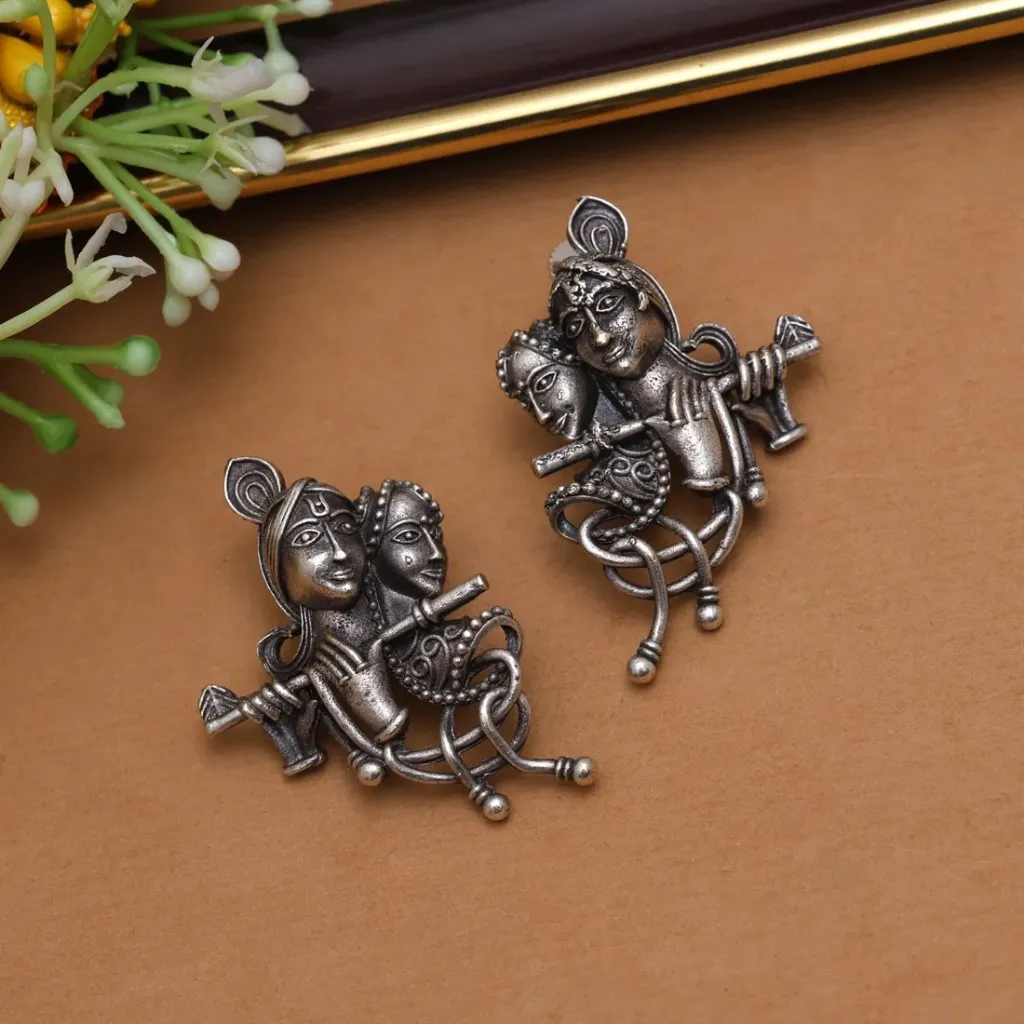 Oxidised Radha Krishna Earrings