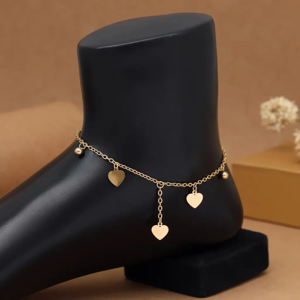 Heart Charm Anklet - Single Leg
