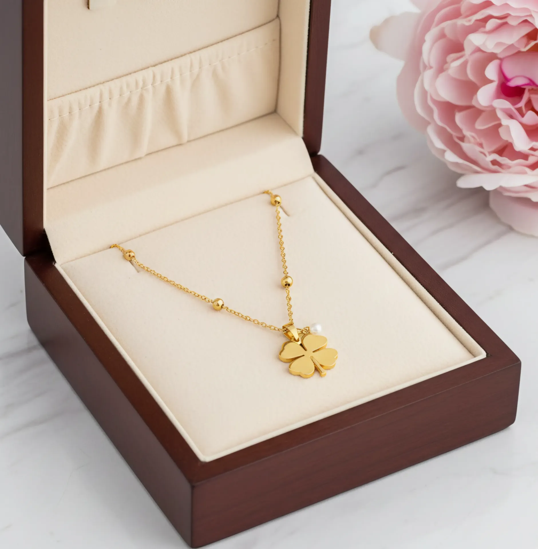 Gold Clover Charm Necklace