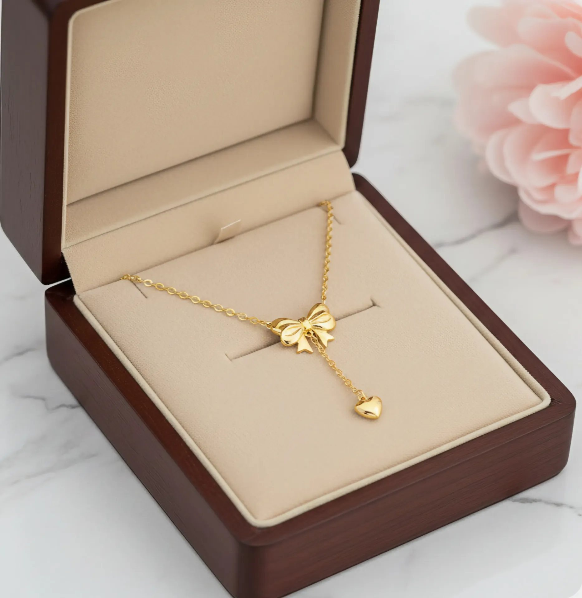 Bow-Inspired Heart Necklace