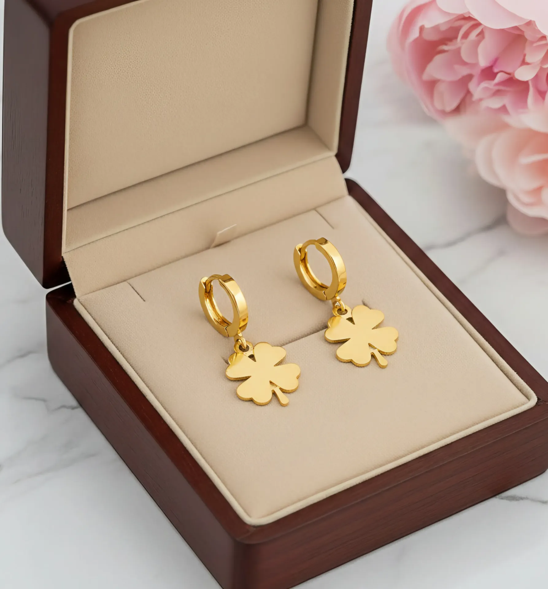 Clover-Themed Gold Earrings