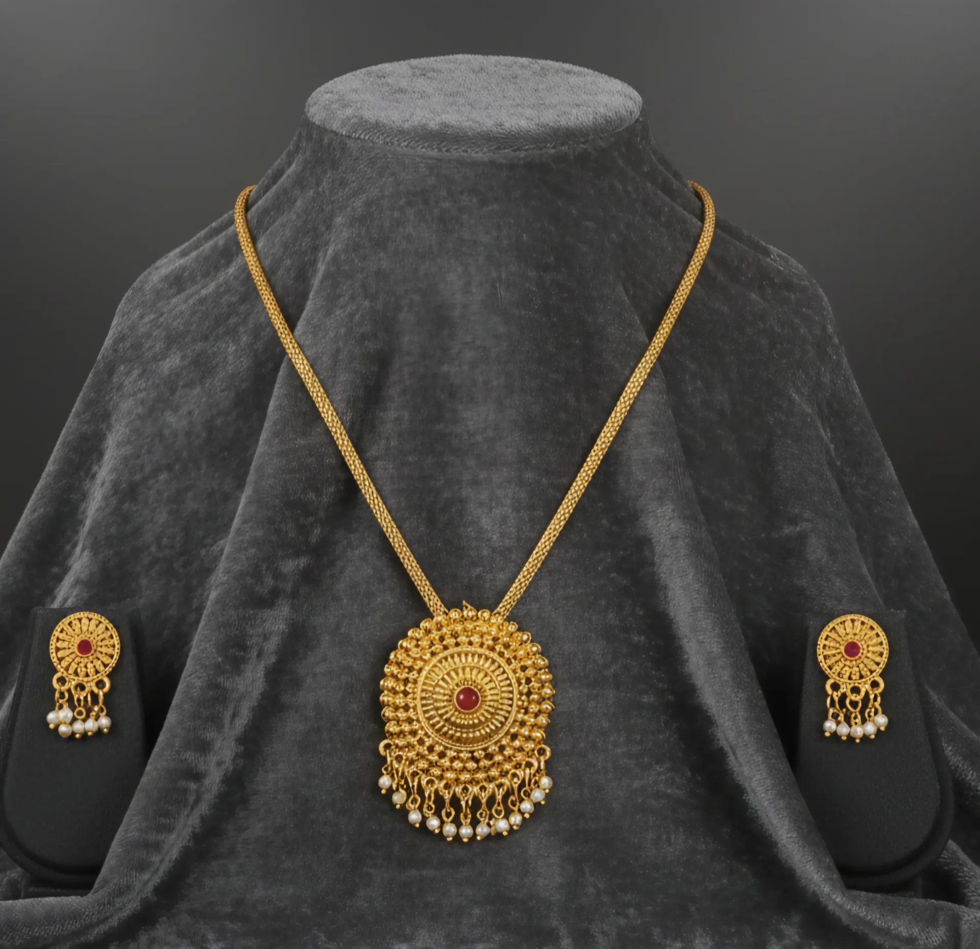 Simple Gold Pendant Set (Round)