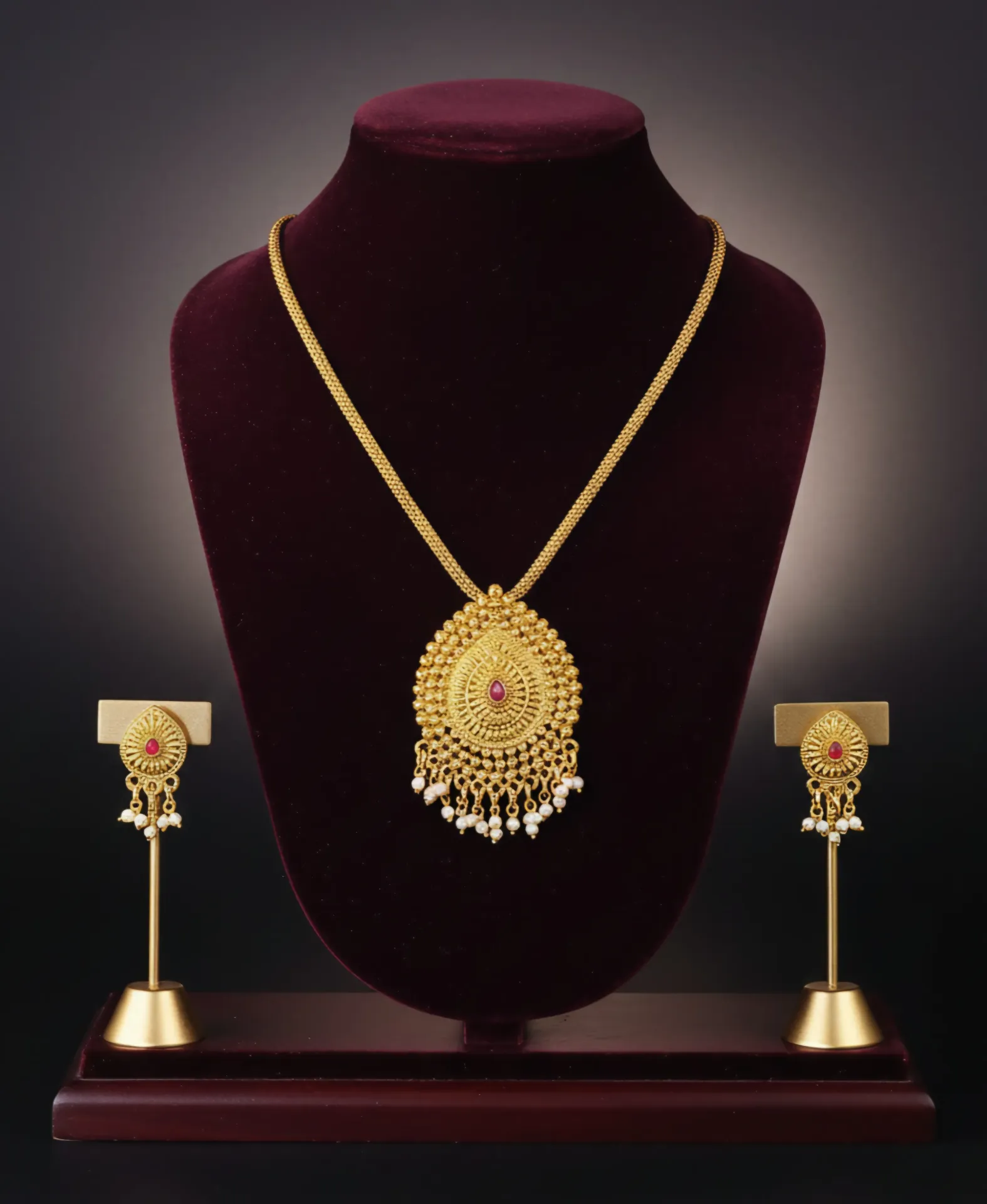 Simple Gold Pendant Set