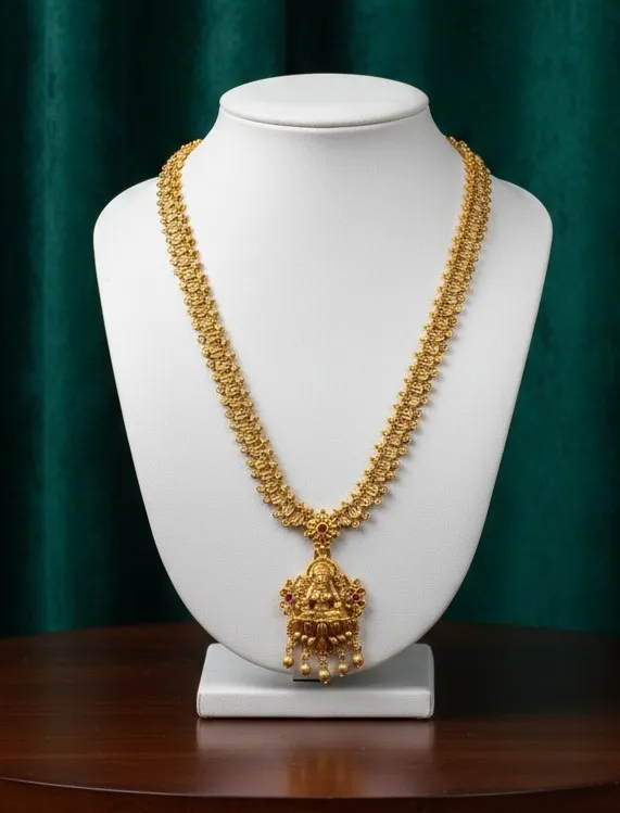 Art Matte Gold Plated long neckpiece