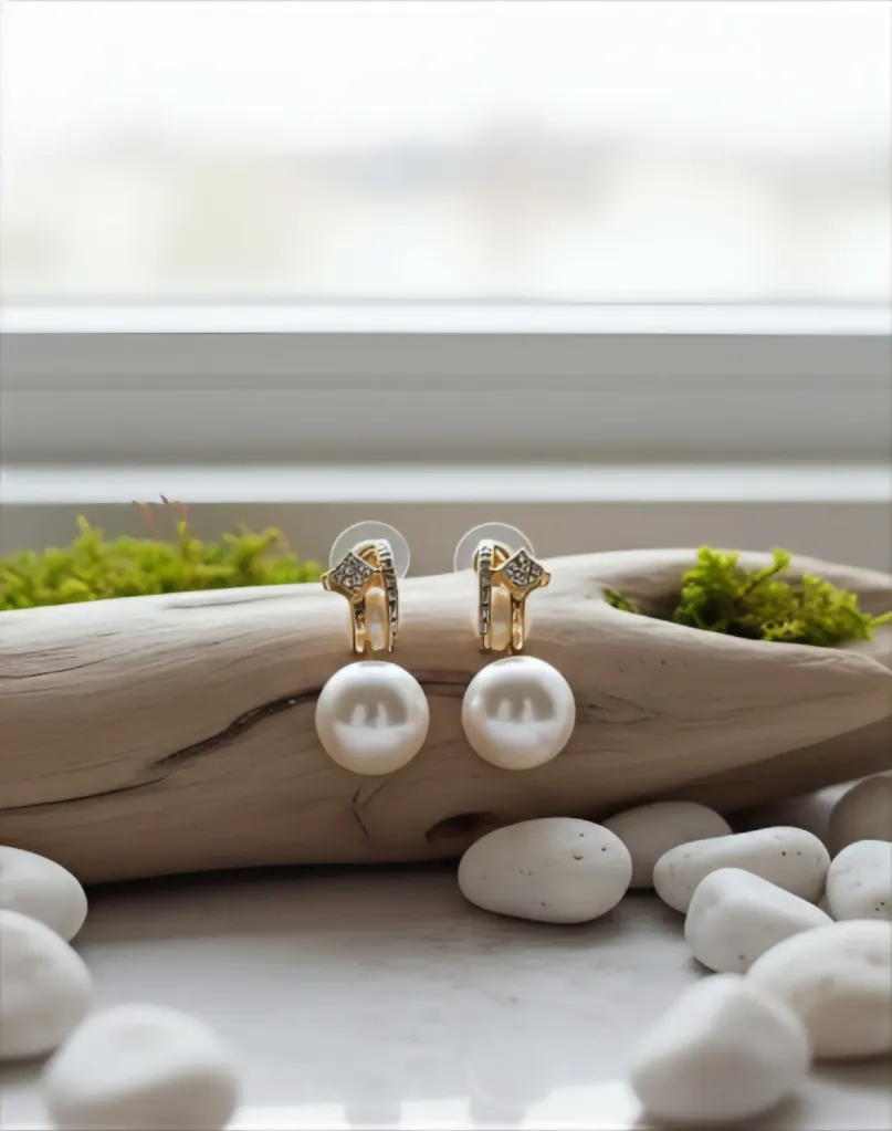 Colorful Gold bohemian pearl earrings