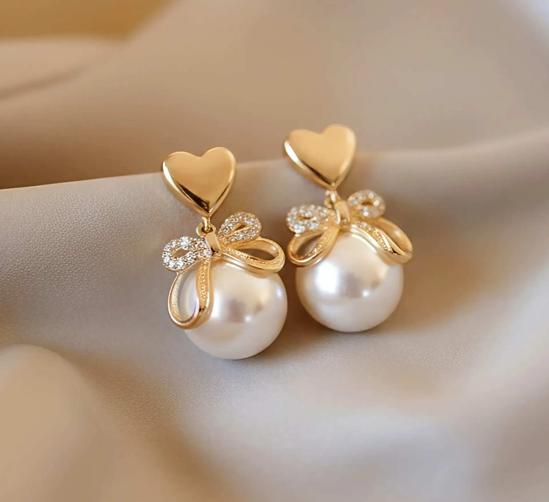 Korean Chic Diamond Pearl Earrings