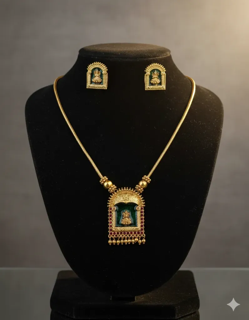 Antique Lakshmi Pathakam Chain with Earrings