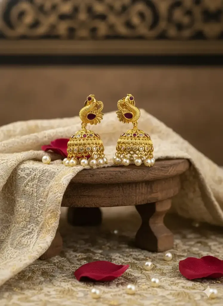Ornate Gold Jhumkas (Design 1)