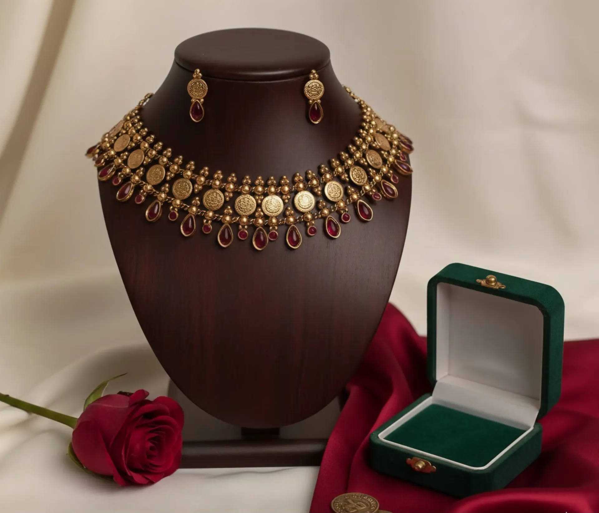 Ethnic Kaash Maala Choker (Red)