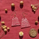 Red Wooden Handcrafted Earrings
