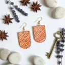 Orange Modern Art Wooden Earrings