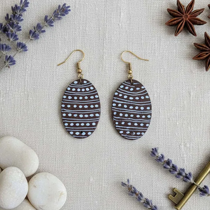 Brown Natural Wood Boho Earrings