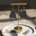 Blue Tribal Wooden Earrings