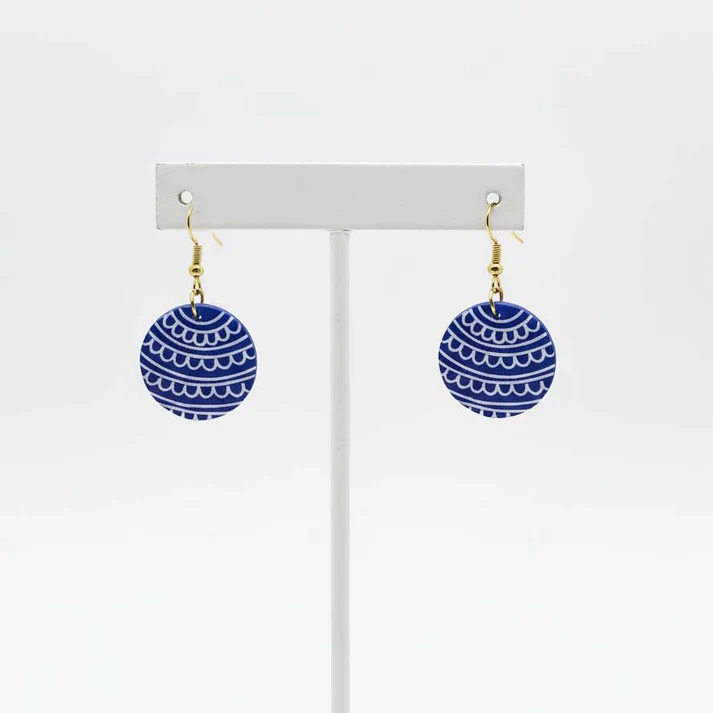 Purple Artistic Wooden Bead Earrings