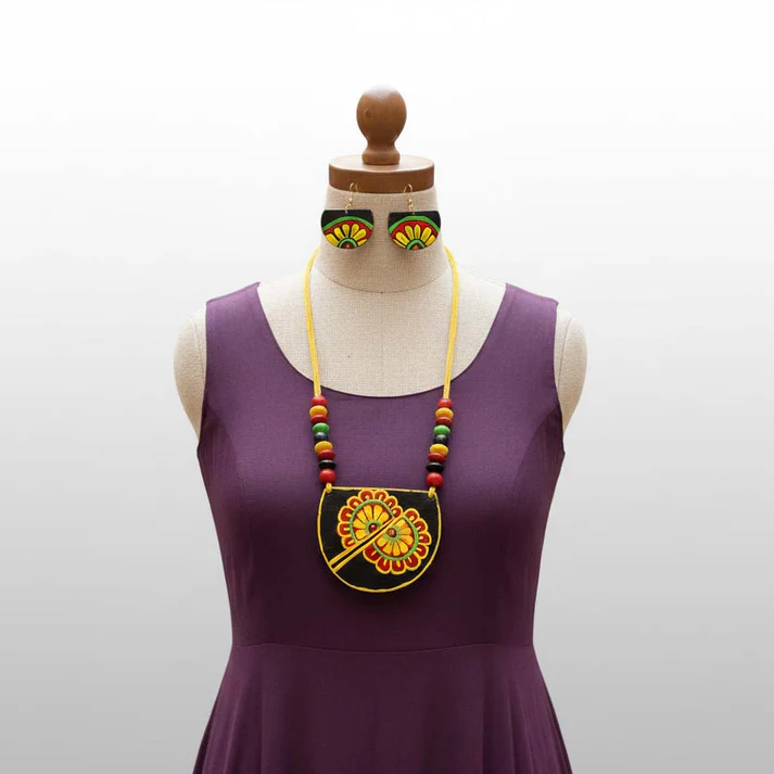 Multicolor Handcrafted Wooden Necklace Set