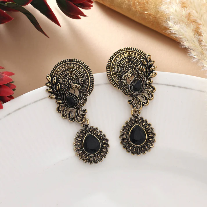 Artistic Oxidised Pattern Earrings