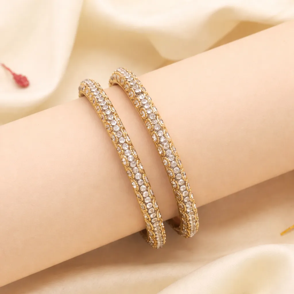 Elegant Traditional Gold Bangles (Set of 2) (2X4)