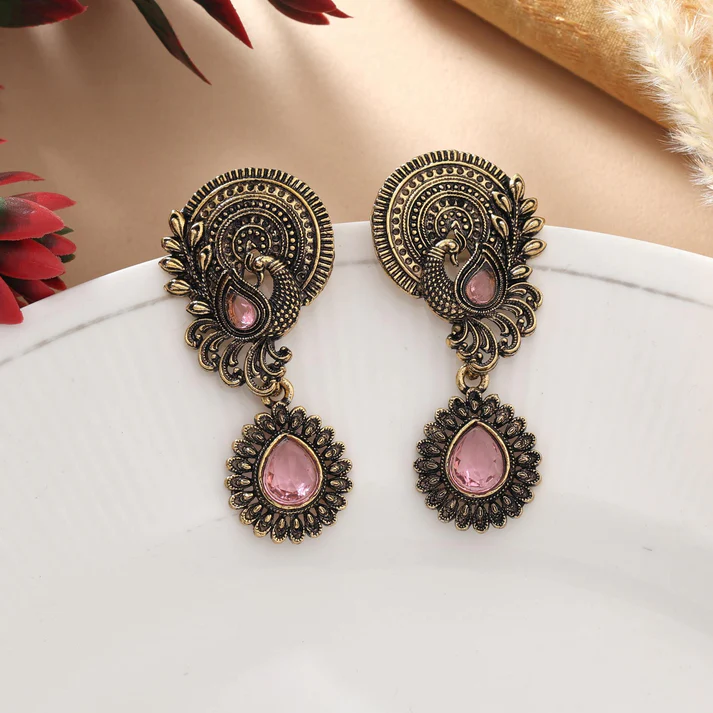Artistic Oxidised Pattern Earrings
