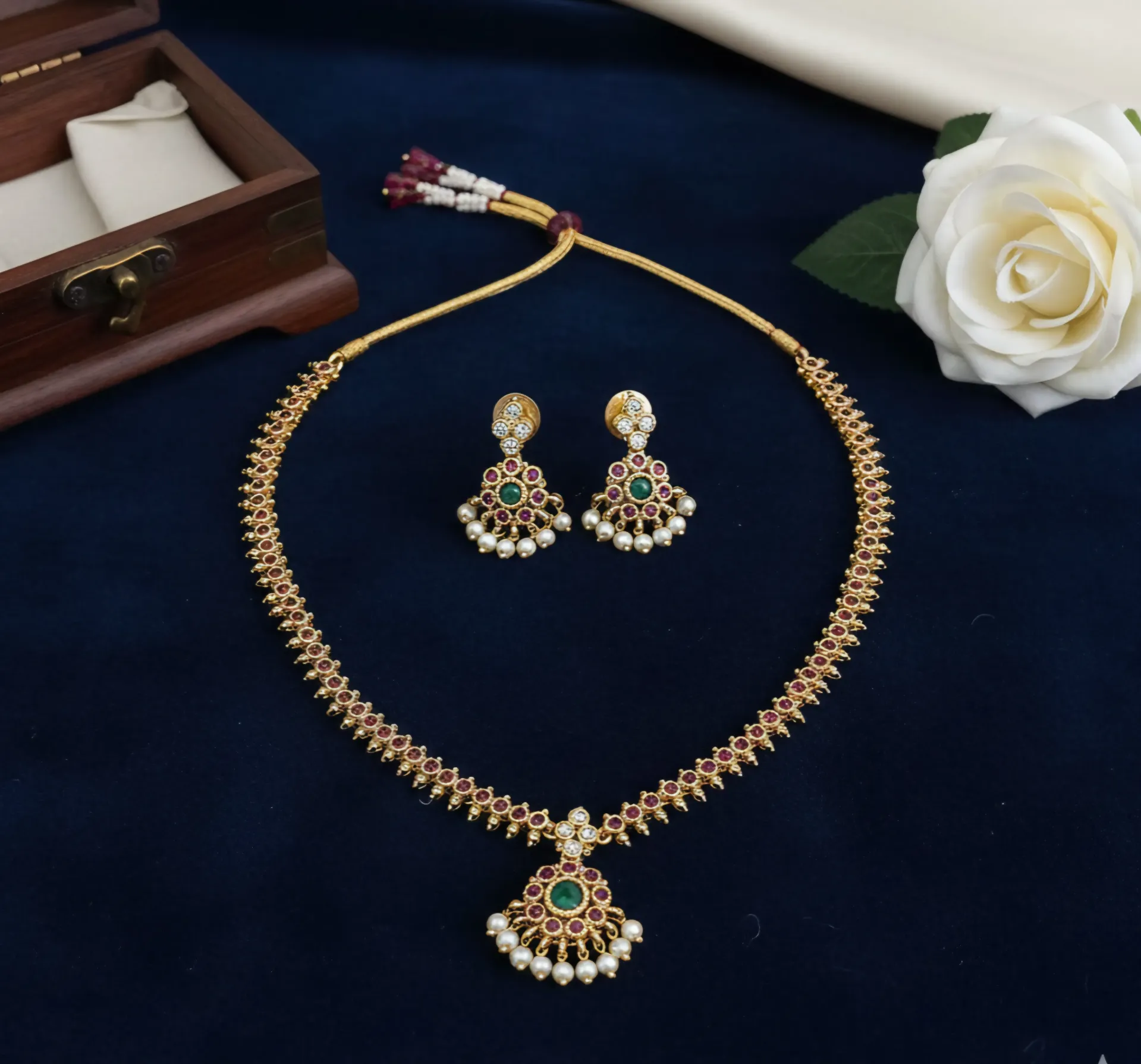 Simple Elegant Adigai with White Drops