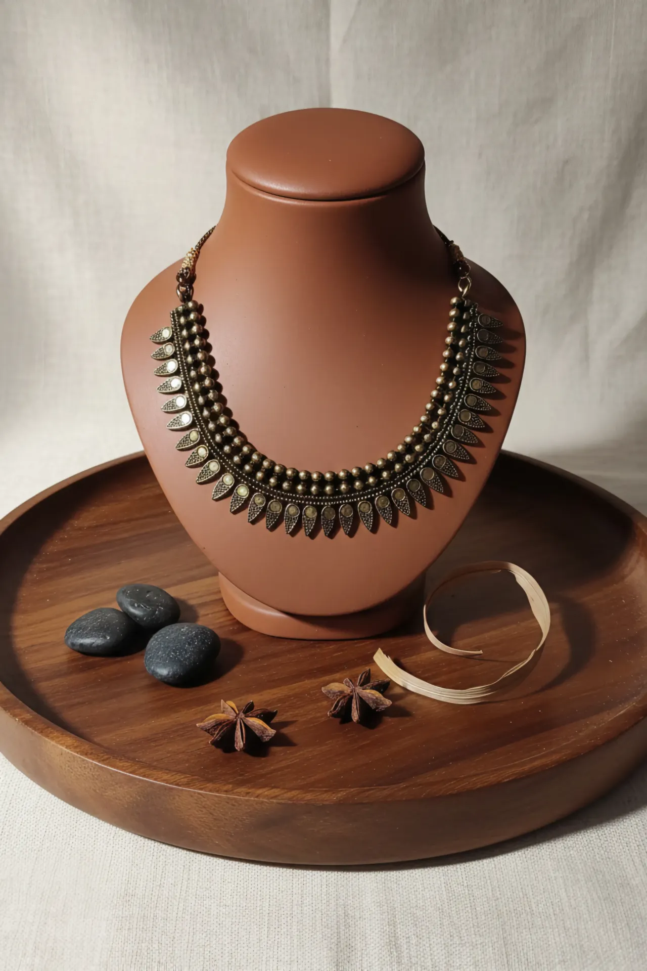 Gold Oxidised Ethnic Neckpiece