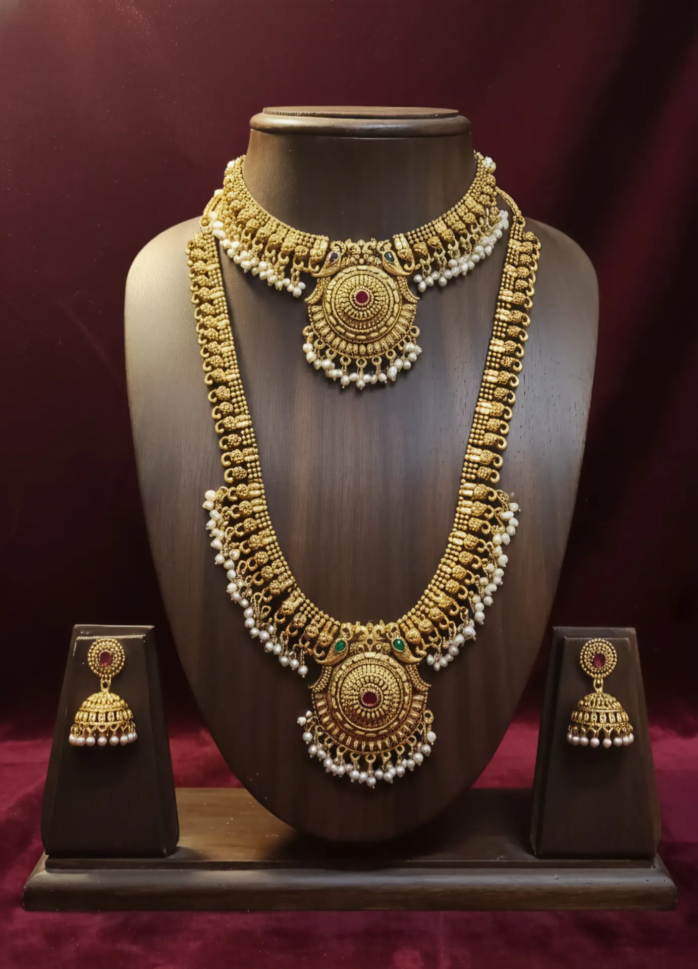 Regal Bridal Pendant & Kotta Jhumka Set