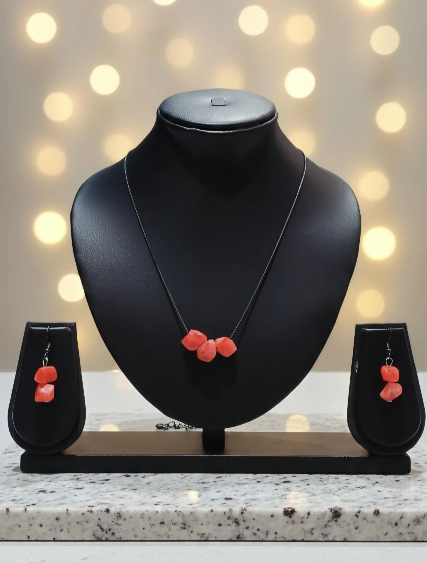 Trendy Stone Lightweight Chain Set (Red)