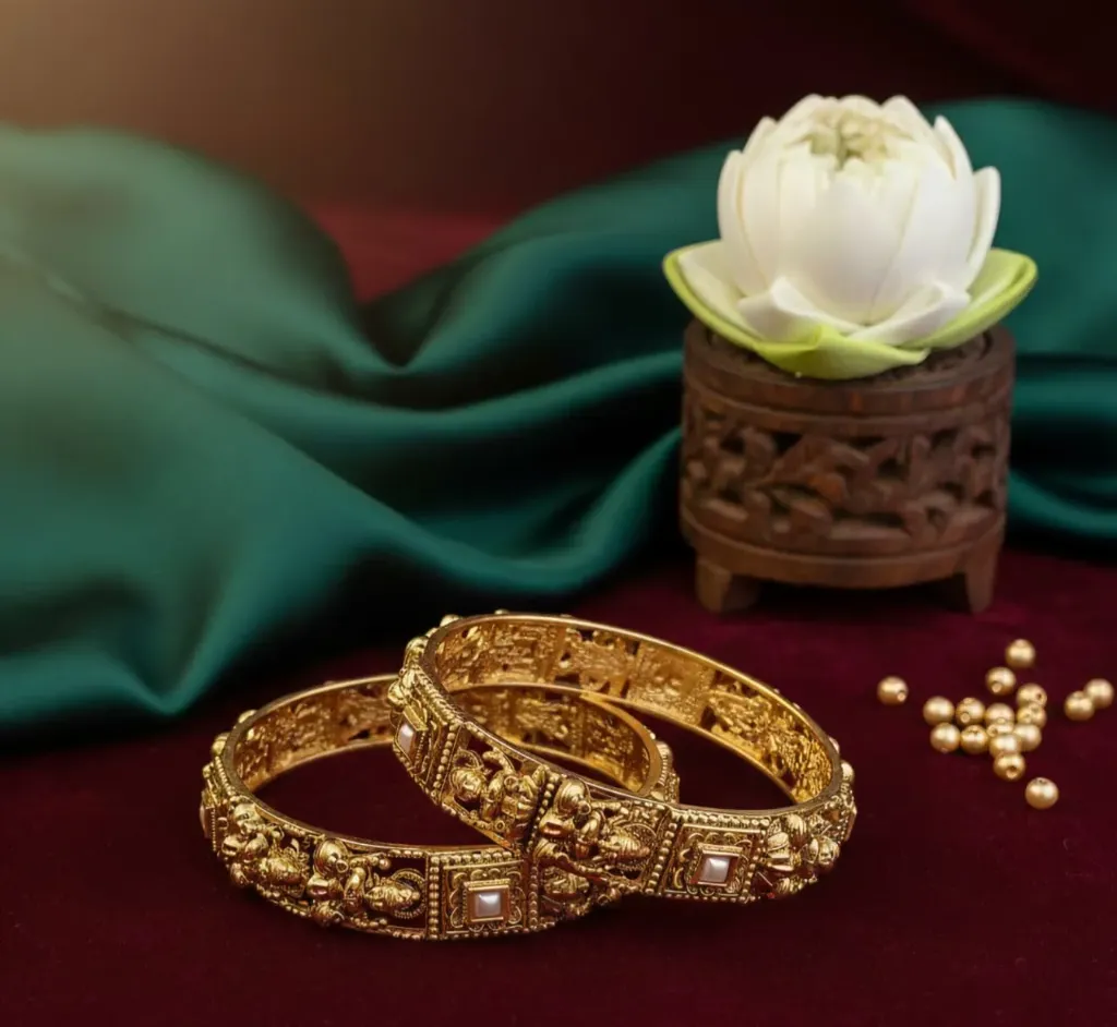 Intricately Detailed Kada with White Stone