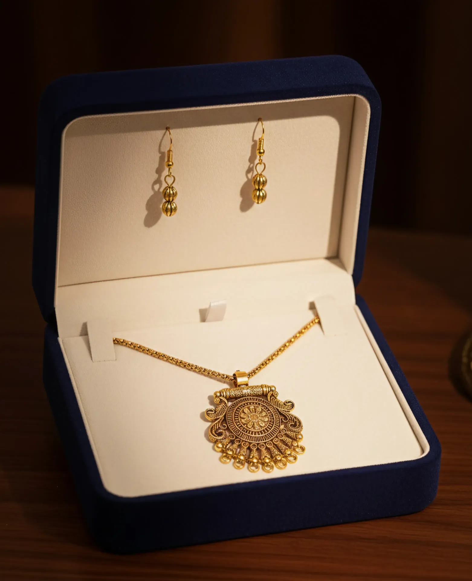 Oxidised Pendant Chain Set (Gold)